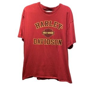 Harley Davidson, Short Sleeve, T-Shirt. Maroon & Yellow. Size XL
